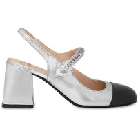 Moschino Mary Jane In Cracklé And Patent Leather Silver Size: 36 | Pumps Outlet | Dames | Zwart