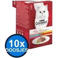 Gourmet 10x - Mon Petit Duo Vis & Vlees 6x50g - Kattenvoer Natvoer - 300g