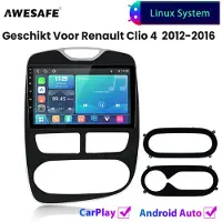 AWESAFE Autoradio - Geschikt Voor Renault Clio 4 2012 t/m 2016 - Draadloos Carplay Android Auto - Linux systeem - 10 Inch Touchscreen - Bluetooth Wifi - 2012 2013 2014 2015 2016
