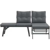 vidaXL Tuinbanken met kussens 2 st gepoedercoat staal zwart