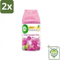 Air Wick - Luchtverfrisser Navulling - Essentiële Oliën - Pink Sweet Pea - Automatische Spray - 250 ml - Voordeelverpakking - 2 stuks - Freshmatic Max - Pink Sweet Pea
