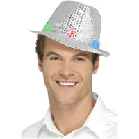 Smiffys Tribly hoed zilver paillet | LED verlichting | Light up (zilver paillet)