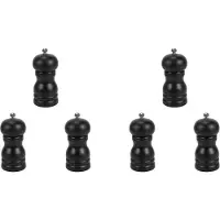 Exogio 6X Houten Zout- en Pepermolen Set Handmatige Peper Zoutmolen Shaker, Massief Hout met Verstelbare Grofheid Zwart