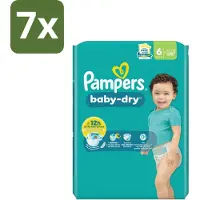 Pampers 7 x – Luiers – Baby Dry Maat 6 – 22 Luiers - Baby Luier - Droge Luier - Luier Voor Baby - Luier Maat 6 - Lekbescherming