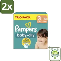 Pampers – Luiers – Baby-Dry Trio Pack Maat 3 (6-10 kg) – 156 Luiers - Voordeelverpakking - 2 stuks - Baby luiers - Droge luiers