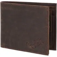 OXMOX Leren portemonnee Leather RFID Protect Querscheinbörse Lizard 2.0 Embossed Vintage Dark Brown donkerbruin
