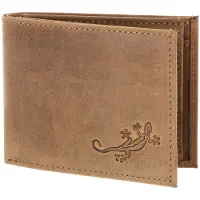 OXMOX Leren portemonnee Leather RFID Protect Pocketbörse Lizard 2.0 Embossed Vintage Light Brown bruine