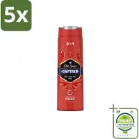 Old Spice 5 x – Douchegel – Captain – 400 ml - Grootverpakking - Douchegel Voor Mannen - Gezichtsreiniging - Haarreiniging - Lichaamreiniging - Fris Geur