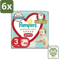 Pampers – Luierbroekjes – Premium Care Pants Maat 3 – 48 Luiers - Voordeelverpakking - 6 stuks - Luier voor baby - Luier voor kind