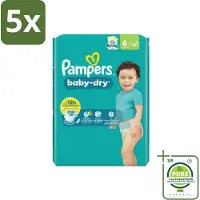 Pampers 5 x – Luiers – Baby Dry Maat 6 – 22 Luiers - Grootverpakking - Baby Luier - Droge Luier - Luier Voor Baby - Luier Maat 6 - Lekbescherming