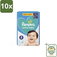 Pampers 10 x – Luiers – Active Baby Maat 3 – 70 Luiers - Grootverpakking - Baby-luiers - Droge Billetjes - Huidbescherming - Luchtdoorlatende Luiers - Absorberende Luiers