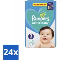 Pampers 24 x – Luiers – Active Baby Maat 3 – 70 Luiers - Baby-luiers - Droge Billetjes - Huidbescherming - Luchtdoorlatende Luiers - Absorberende Luiers