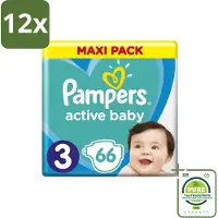 Pampers – Luiers – Active Baby Dry Maat 3 – 66 Luiers - Voordeelverpakking - 12 stuks - Baby luier - Droge luier