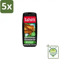 Tahiti 5 x – Douchegel – Tropenhout Vegan - 315 ml - Grootverpakking - Douchegel Tropisch Hout - Vegan Douchegel - Natuurlijke Douchegel - Houtgeur Douchegel - Energieke Douchegel