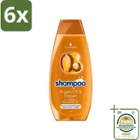 Schwarzkopf - Shampoo Argan Oil & Repair - Voedt & Versterkt - 400 ml - Voordeelverpakking - 6 stuks - Beschadigd haar shampoo - Haar versterken