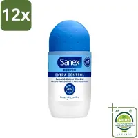 Sanex - Deodorant - Roller - Dermo Extra Control - Extra Bescherming tegen Geur - 50 ml - Voordeelverpakking - 12 stuks - Dermo Extra Control - Anti-transpirant roller