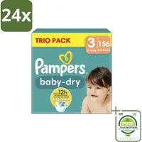 Pampers – Luiers – Baby-Dry Trio Pack Maat 3 (6-10 kg) – 156 Luiers - Voordeelverpakking - 24 stuks - Baby luiers - Droge luiers