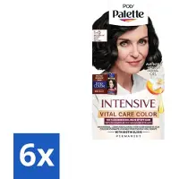 Schwarzkopf 6 x Poly Palette – Haarverf – 1-0 Natuurlijk Zwart – 115 ml - Haarkleur - Grijsdekking - Zwart Haar - Permanente Haarkleuring - Natuurlijke Glans