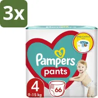 Pampers 3 x – Luierbroekjes – Pants Maat 4 – 66 Luiers - Luier Broekje - Luier Voor Baby - Luier Voor Peuters - Actieve Baby - Droge Luier
