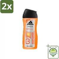 Adidas - 3-in-1 Douchegel - Adipower Maximum Performance -250 ml - Voordeelverpakking - 2 stuks - Adipower Douche & Shampoo - Douche en shampoo