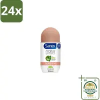 Sanex – Deodorant Roll-On – Natur Protect Sensitive – 50 ml - Voordeelverpakking - 24 stuks - Natuurlijke bescherming - Milde deodorant