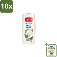 Tahiti 10 x – Douchegel – Kokos - 315 ml - Grootverpakking - Douchegel Kokos - Kokos Geur - Douchegel Tropisch - Douchegel Voor Huid - Kokos Water