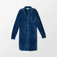 Woody Dames Slaapkleed Donkerblauw Velours - maat L