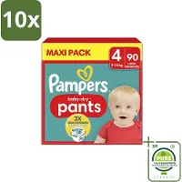 Pampers 10 x – Luierbroekjes – Baby Dry Pants Maat 4 – 90 Luiers - Grootverpakking - Baby Luier - Luierbroek - Droge Luier - Luier Voor Baby - Luier Voor Kind