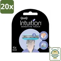Wilkinson 20 x - Navulmesjes Intuition Sensitive Touch - Met Aloe Vera - 3 scheermesjes - Grootverpakking - Scheermesjes - Gevoelige Zones - Aloe Vera - Cacaoboter - Curve-sensing