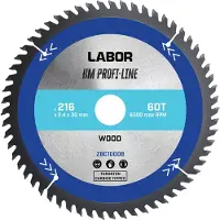 Labor HM cirkelzaagblad hout 216x30x2,2mm 60T