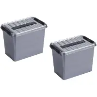Sunware 5x stuks q-line opberg box/opbergdoos - 9 liter - 30 x 20 x 22 cm - kunststof - opslagbox - grijs