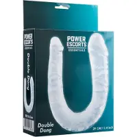 Power Escorts Double Dong – Flexibele Dubbelzijdige Dildo – 29 cm – Transparant