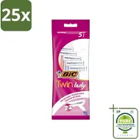 BIC 25 x - Twin Lady - Scheermesjes - Dubbel Mesje - Wegwerpmesjes - 5 Scheermesjes - Grootverpakking - Scheermesje - Wegwerpscheermesje - Dubbel Mesje - Vrouwelijke Scheermesje - Pastelkleuren