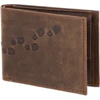 OXMOX Leren portemonnee Leather RFID Protect Pocketbörse Footsteps 2.0 Embossed Vintage Dark Brown donkerbruin