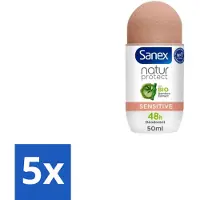 Sanex 5 x – Deodorant Roll-On – Natur Protect Sensitive – 50 ml - Gevoelige Huid - Deodorant Roll-on - Natuurlijke Bescherming - Milde Deodorant - Frisheid