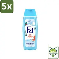 Fa 5 x - Douchegel - Winter Splashes Ice Jump - Frisse Geur & Verfrissing - Verzorgend - 250 ml - Grootverpakking - Douchegel - Zeebries - Grapefruit - Winter - Verfrissend