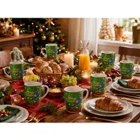 Excellent houseware Kerst mok - 6x - Merry Christmas - gekleurd - 350 ml - keramiek - koffiemok - cadeaumok