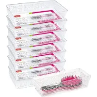 PlasticForte lade organisers bakjes - set 8x stuks - 52 x 44 cm - transparant - kunststof - vakverdelers - opbergbakjes