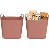 Excellent houseware Flexibele emmer - 2x - oudroze - 15 liter - kunststof - vierkant - 37 x 30 cm