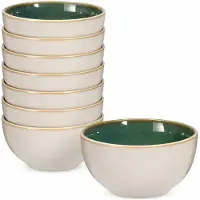 Excellent houseware Snackschaaltjes Kenji - set van 8x - groen - 14 x 7 cm - keramiek - chips / nootjes - 580 ml