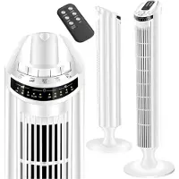 ALLVIA Ventilator Toren - Ventilator Staand - Ventilator Met Afstandsbediening - Zilver - 19cm x 27cm x 90cm