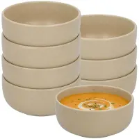Secret De Gourmet Soepkommen Zanzibar - 8x - beige - 15 x 6 cm - keramiek - kommetjes / schaaltjes - 480 ml