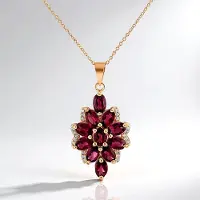 Cavill - Zilveren halsketting met roségoud vermeil - 11 Ovale Rhodolieten 4,68 ct uit Tanzania - Luxe damesketting met zirkonia - Elegante sieraden