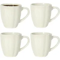 Home Deco Factory koffiemok / thee beker - 4x - gebroken wit - 33 cl - keramiek - vaatwasser bestendig - servies - bekers