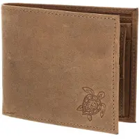 OXMOX Leren portemonnee Leather RFID Protect Querscheinbörse Turtle 2.0 Embossed Vintage Light Brown bruine