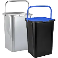 PlasticForte Recycling afvalbakken - set 2x - zilver/blauw - 45L - afsluitbaar - 34 x 40 x 54 cm