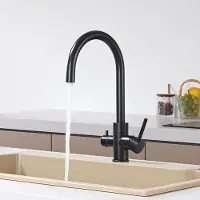CECIPA MAX 3‑wege Keukenkraan - 3‑in‑1 drinkwaterkraan - 360° Roteerbaar - Roestvrij staal constructie - Hogedruk keukenkraan - Zwart