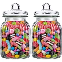 Alessandro luxe voorraadpot - 2x - snoeppot - glas - met deksel - 2.5 liter - koektrommel - snoepjes - 15 x 26 cm