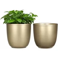 Mica Decorations Bloempot goud keramiek voor kamerplant H18.5 x D19.5 cm - 2x - plantenpotten