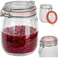 Kadax inmaakpot 750 ml met beugelsluiting, luchtdichte pot met rubberen afdichting en glazen deksel, glazen voorraadpot, fermentatiepot voor groenten